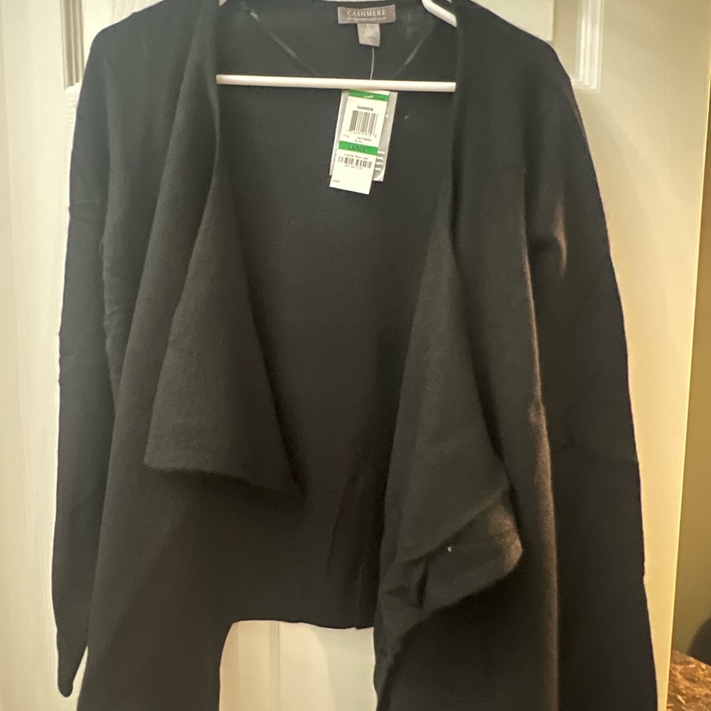 Black Women's Cashmere Open Cardigan Sweater